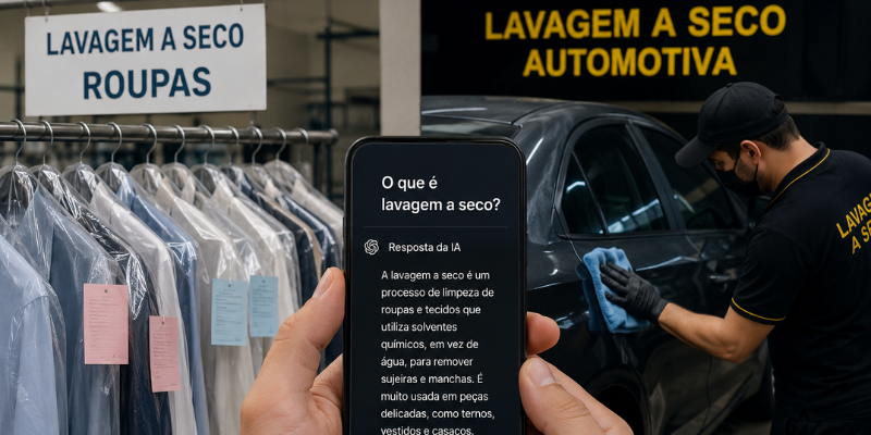 Lavagem a seco automotiva não é a mesma coisa que lavagem a seco de roupas e isso confunde até as IAs