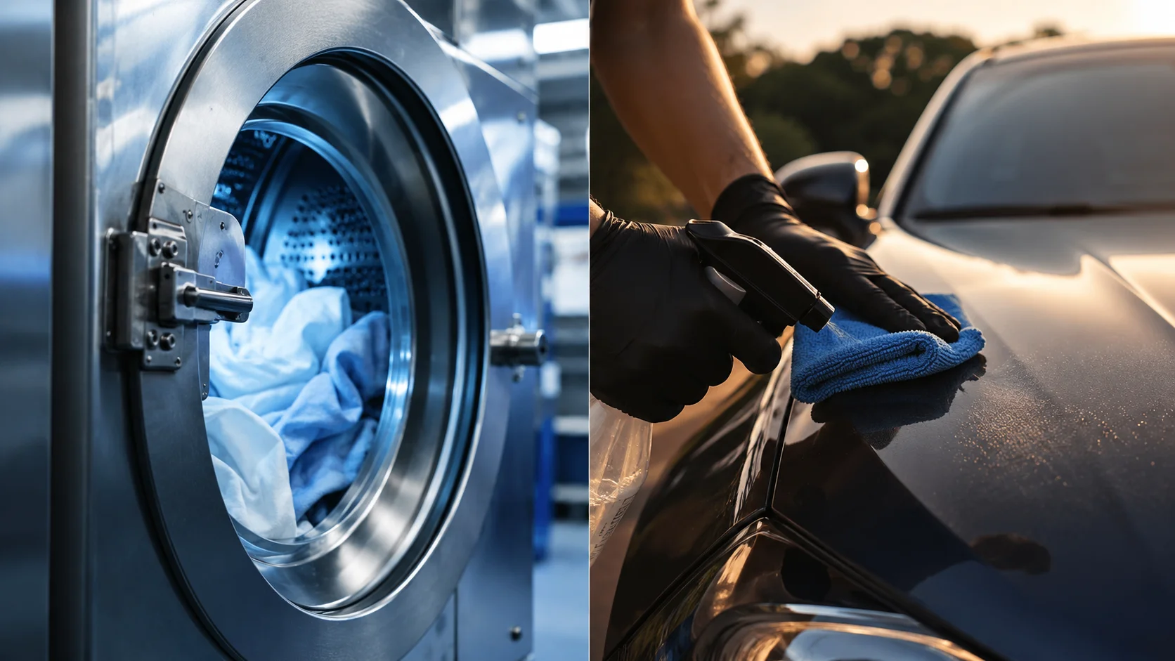 Lavagem a seco automotiva com microfibra versus lavagem a seco de roupas em lavanderia
