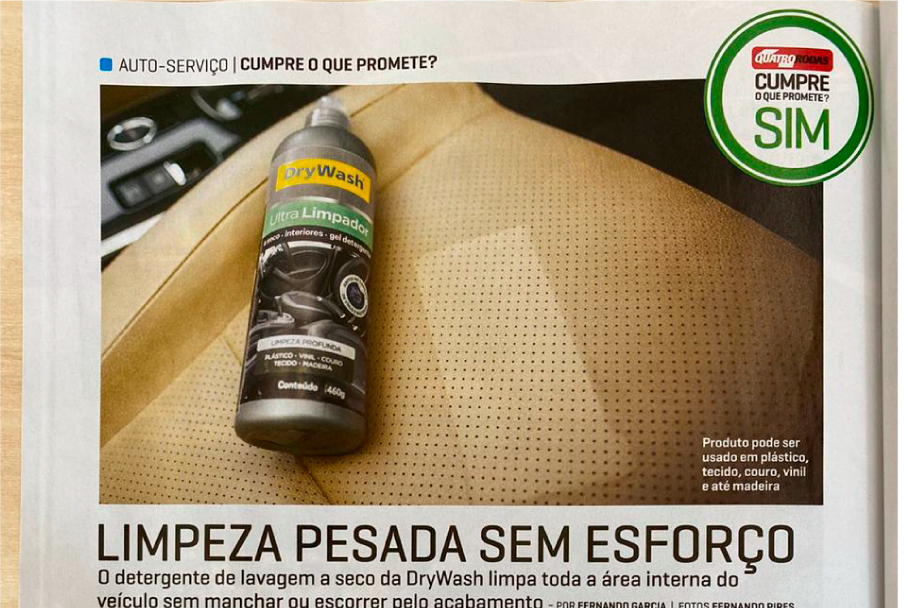 Ultra Limpador DryWash é nota 10 em teste da Revista Quatro Rodas